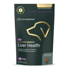 VetriScience Liver Health Chews packaging for dogs highlighting veterinary strength liver support.