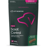 VetriScience Scoot Control duck-flavored chews in bottle for daily digestion support