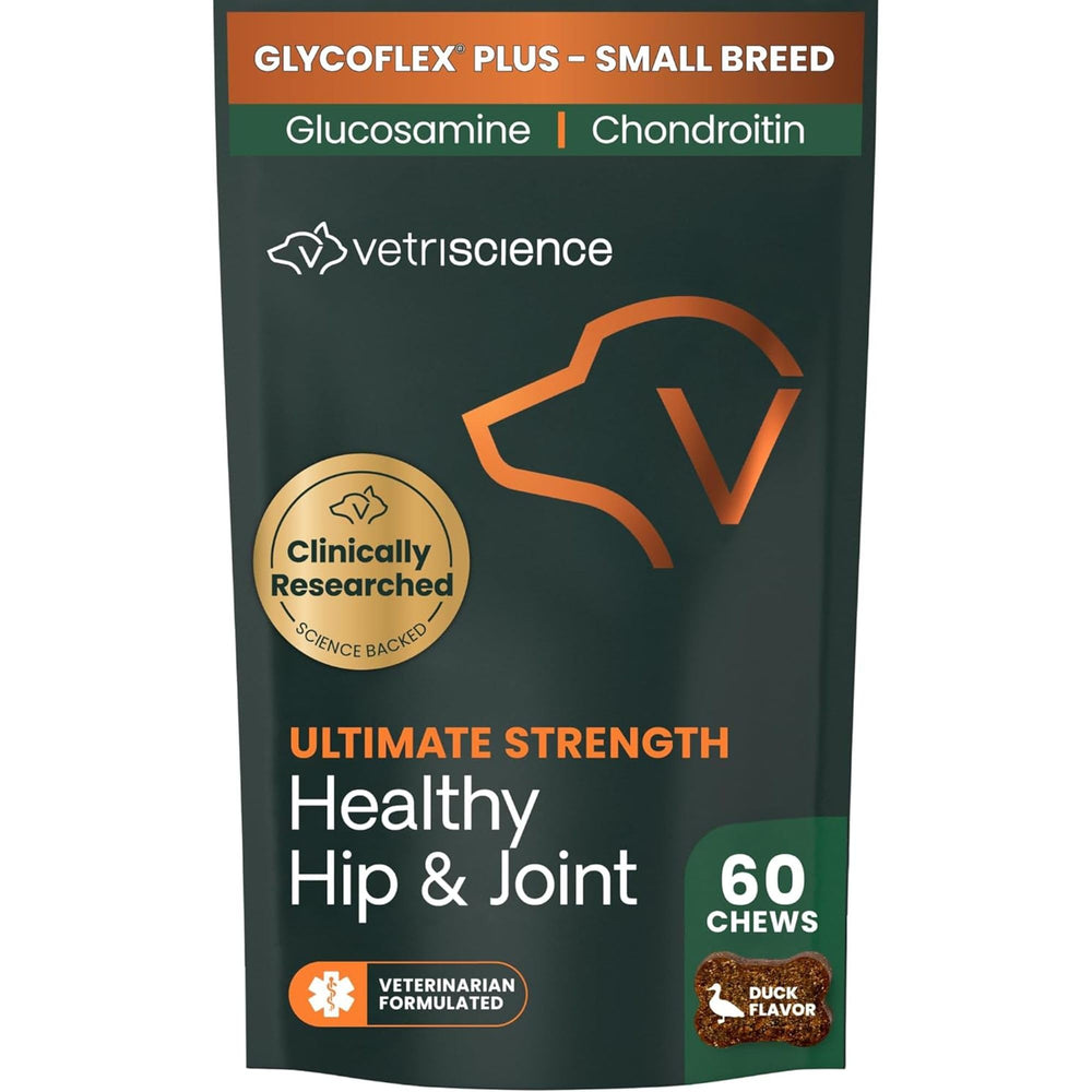 VetriScience Ultimate Strength hip and joint chews packaging image showing mobility support for small dogs