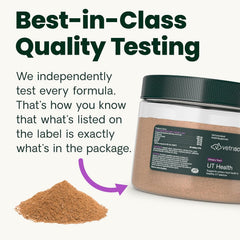 Close-up of UT Health powder texture ideal for mixing with treats.