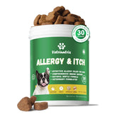 Vetriuntrix dog allergy chews bottle showing convenient daily dosing.