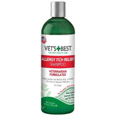 Vet's Best allergy itch relief shampoo bottle label shows natural ingredients to help itchy dog skin