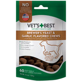 Vets Best Brewers Yeast Garlic Chews packaging for convenient daily use supporting skin and coat health