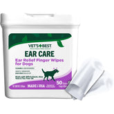 Vet's Best Ear Relief Finger Wipes packaging showing a convenient, disposable design for dogs