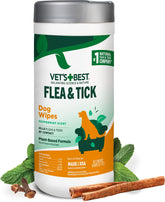 Vet's Best flea wipes packaging shows plant-based formula.