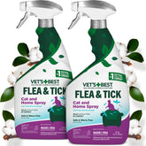 Vet's Natural Cat Flea & Tick Home Spray bottle for in-home use.