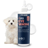 Vets Preferred Eye Cleaner bottle pour demonstrates easy daily application.