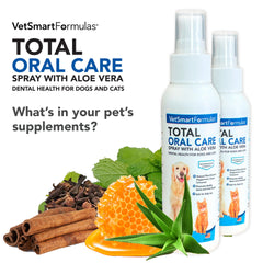 VetSmart Formulas oral care spray nozzle enables fast, on-the-go application.