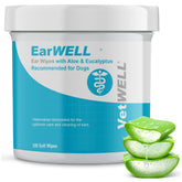 VetWELL EarWELL dog ear wipes packaging close-up for easy ear care.