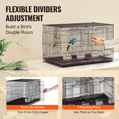 VEVOR 30-inch flight bird cage bottom tray emphasizes simple cleaning and mess containment.