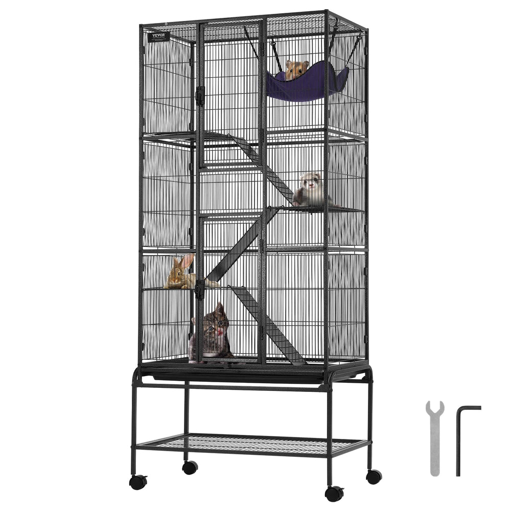 VEVOR 69-inch rolling ferret cage with spacious living area for multiple small pets.