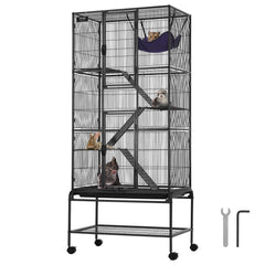 VEVOR 69-inch rolling ferret cage with spacious living area for multiple small pets.