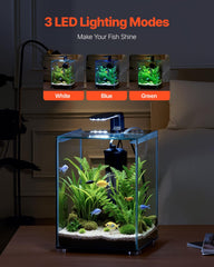 VEVOR aquarium with three color lighting mode enhances fish colors
