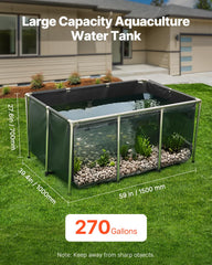 VEVOR Canvas Fish Pond 270-gallon capacity ideal for active aquatic setups.