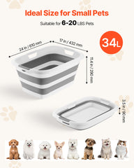 VEVOR dog bathtub shows 24 by 17 by 11.4 inches, ideal for small pets