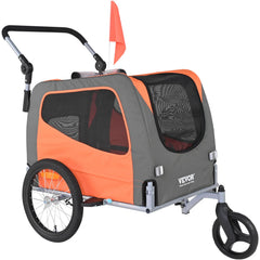 VEVOR dog bike trailer front view with weatherproof fabric for all-weather rides