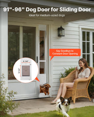 VEVOR dog door adjustable height demonstrates 91–96 inch versatility for door frames