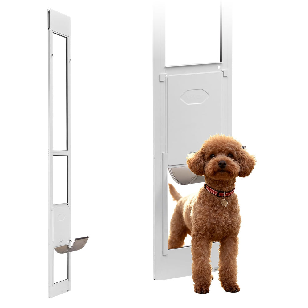 VEVOR dog door sliding glass frame shows durable aluminum construction for daily use
