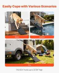 VEVOR dog ramp extended to 180 cm with a gentle slope.