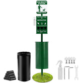VEVOR dog waste station with hand wash bottle enables quick outdoor cleanup