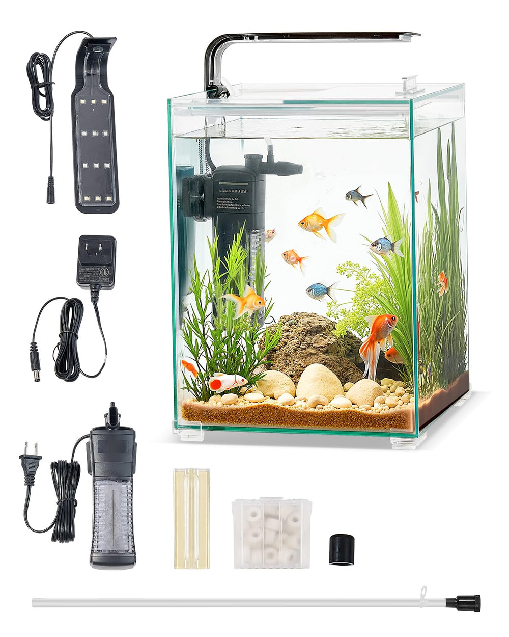 VEVOR 5-gallon square tank with ultra-clear glass for home aquariums