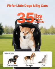 VEVOR Pet Stroller supports up to 35 pounds for small to mid-size pets.