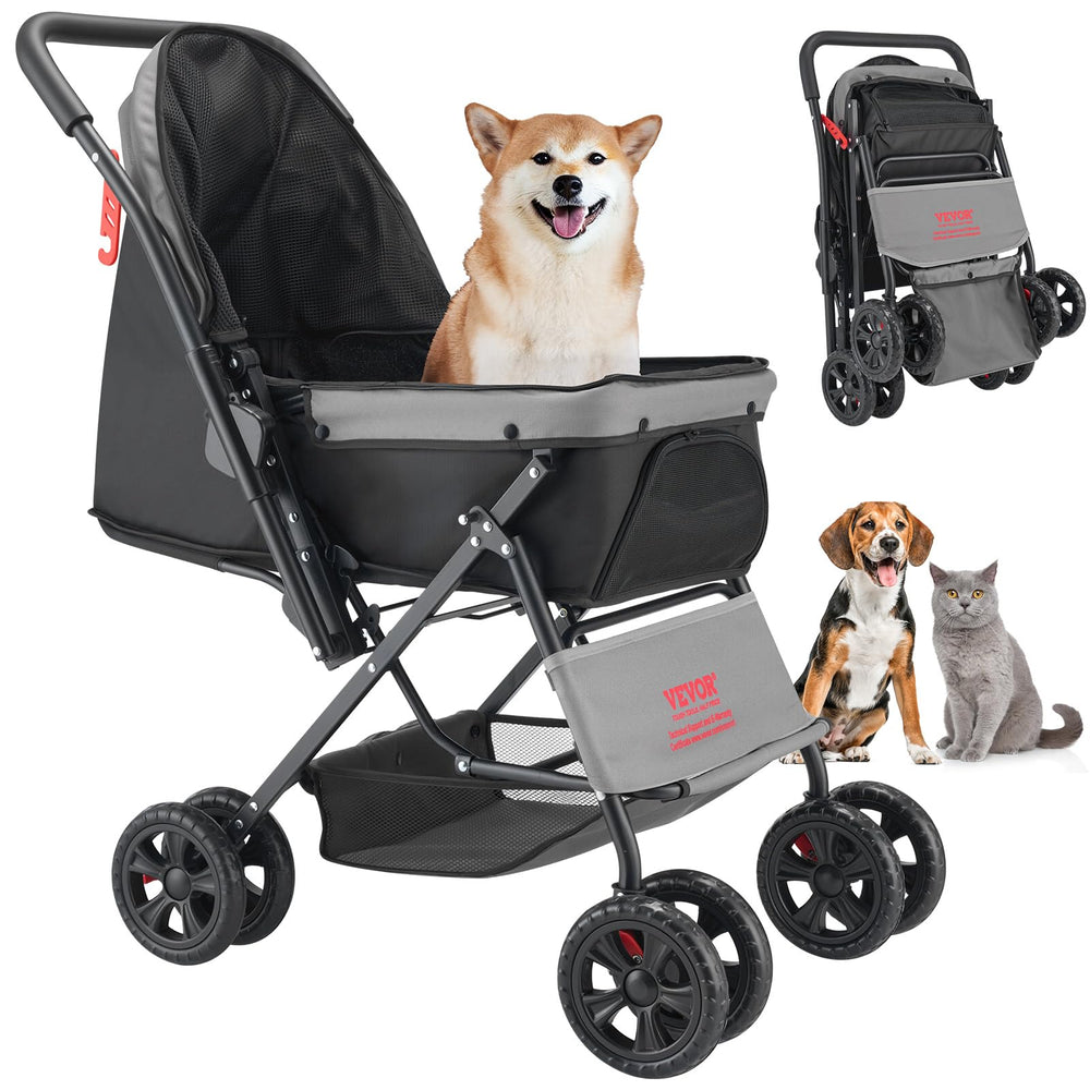 VEVOR pet stroller front view shows a roomy, secure space for small to medium pets.