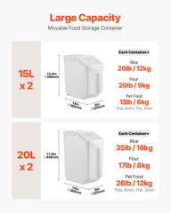VEVOR rice storage container 20L pack shot highlights large capacity for dry staples.