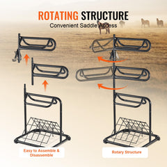 VEVOR saddle rack 3-tier rotation close-up of rotating levels