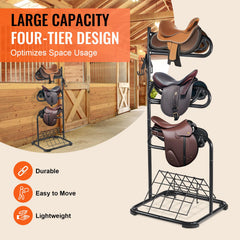 VEVOR saddle stand top-down view highlighting multi-layer storage layout