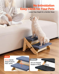 VEVOR Wood Pet Stairs folded flat design for easy storage and travel.