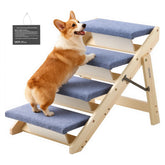 VEVOR Wood Pet Stairs front view shows sturdy four-step access for beds