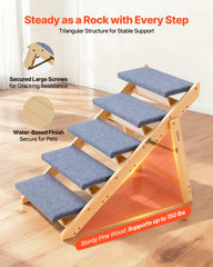 Close-up of non-slip pads on VEVOR Wood Pet Stairs