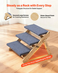 VEVOR Wood Pet Stairs sturdy wood frame ensures stable indoor climbs.