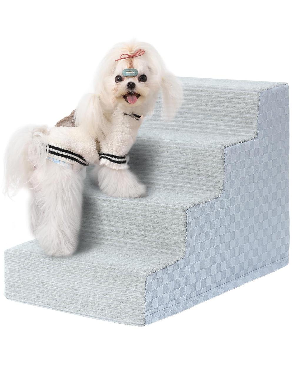 Vfrog dog stairs 4-step bed couch grey for easier climbs.