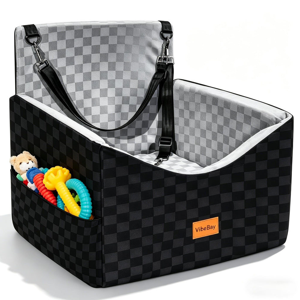 VibeBay Dog Car Seat elevated-view improves road visibility for small dogs