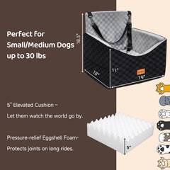 VibeBay Dog Car Seat memory-foam cushion supports joints year-round