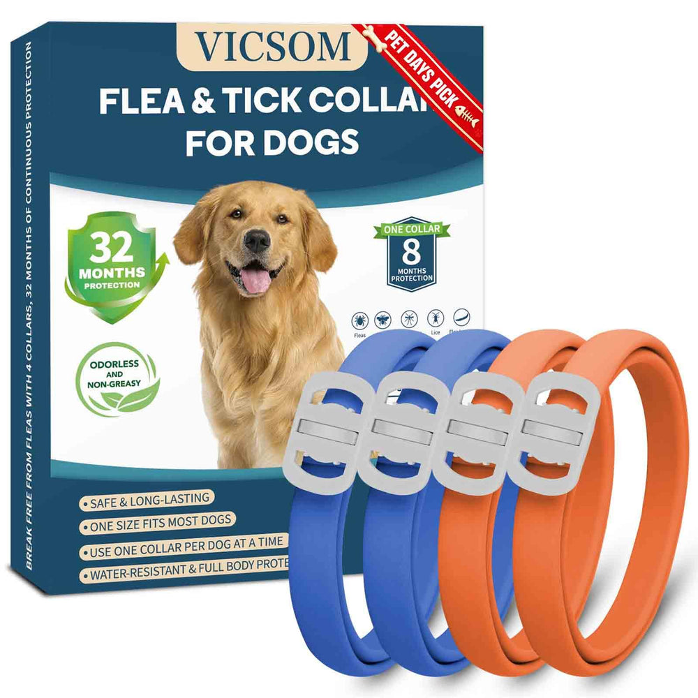 VICSOM four-pack dog flea collar pack shot for durable protection