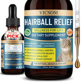 VICSOM Hairball Treatment bottle front showing packaging for daily use and ease of access