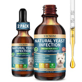 VICSOM natural dog yeast treatment bottle for daily itchy-skin support.