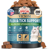 VICSOM salmon-flavored chews bottle closeup showing easy daily administration