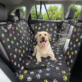 Victoper dog car seat cover showing 600D material protecting the seat from spills