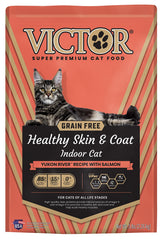 VICTOR grain-free cat food bag front highlighting ingredients.