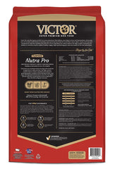 VICTOR Nutra Pro label detail emphasizes USA-made production and local sourcing