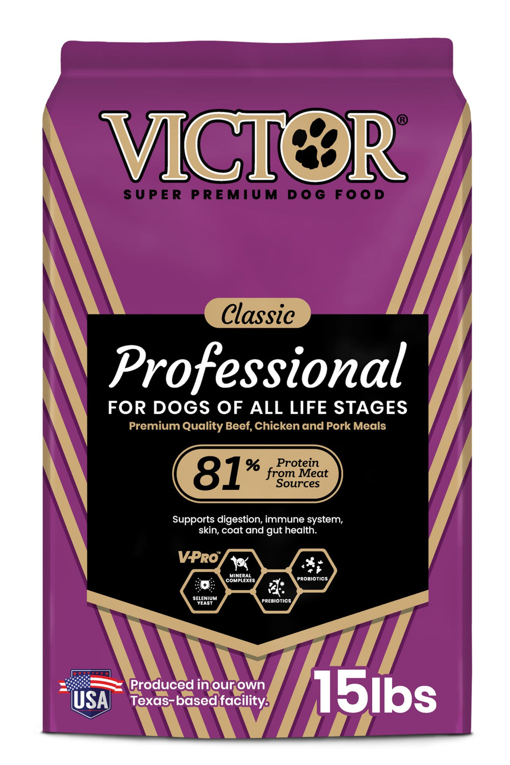 VICTOR Super Premium dog food bag and bowl for daily active dogs