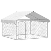 vidaXL outdoor dog kennel with roof – shaded shelter for large breeds.