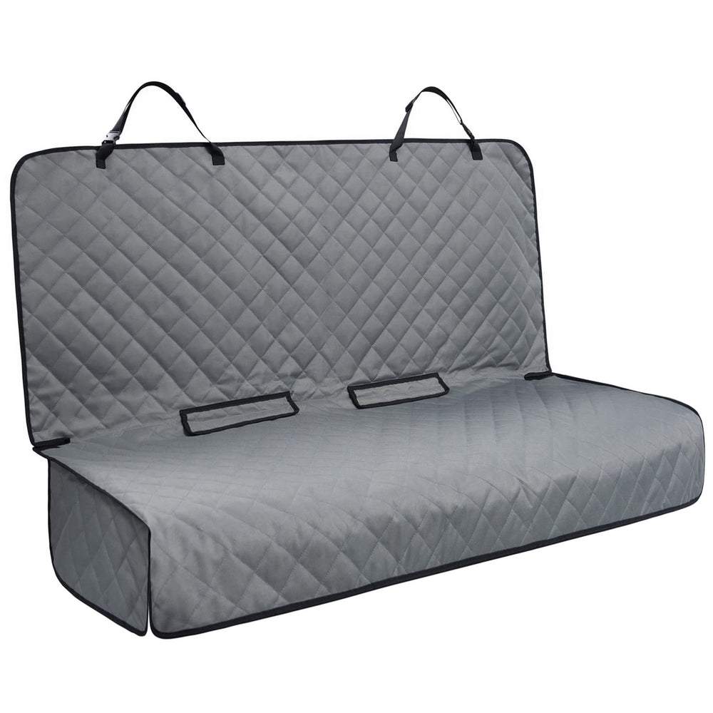 VIEWPETS bench car seat cover protector in grey shields back seat from fur and spills