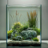 Vimvins 2-gallon glass fish tank front view, clear viewing area for bettas and plants