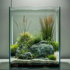 Vimvins 2-gallon glass fish tank front view, clear viewing area for bettas and plants