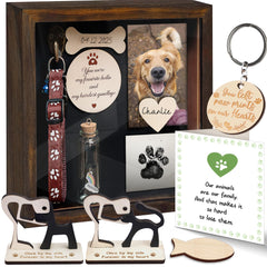Vinatimes pet memorial shadow box collar holder keepsake with elegant display for cherished memories.